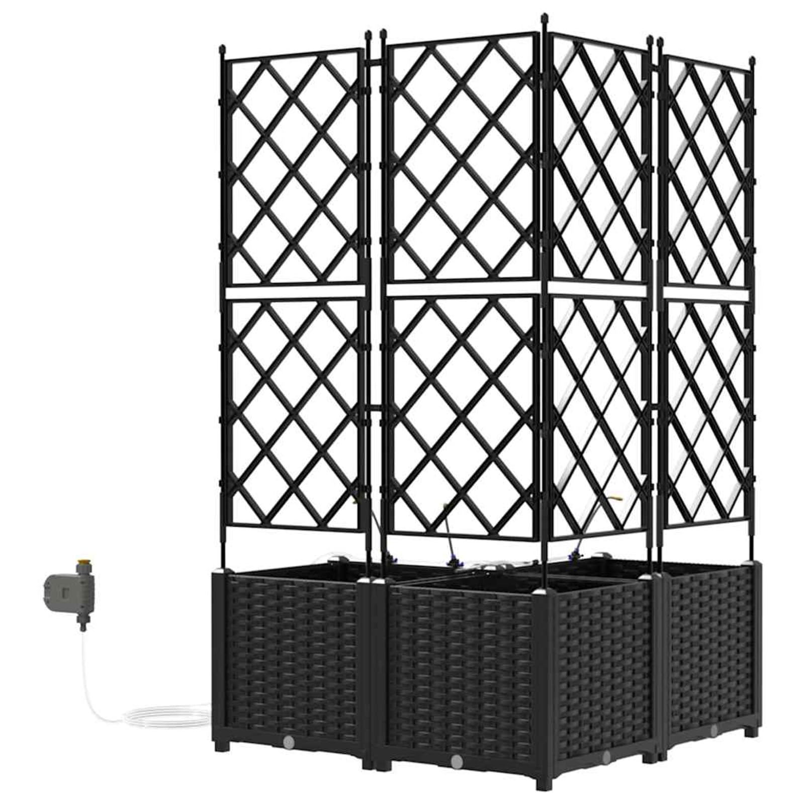 Geecher Vaso da Giardino 3 Pezzi, con Sistema di irrigazione, 80x80x142 cm, in Acciaio, fioriera per Esterno, Ideale per Principianti e Appassionati di Giardinaggio