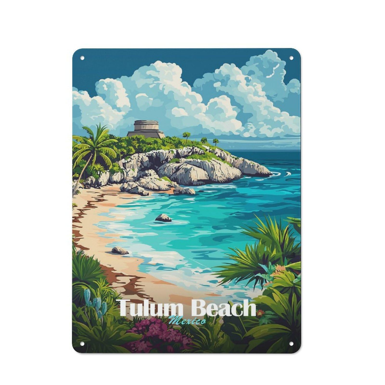Junmoney Style-23 Tulum Beach, Mexico Retro Metal Wall Sign 40X30cm For Guest Room Or Hallway, A Housewarming Gift For Home Decor Collectors