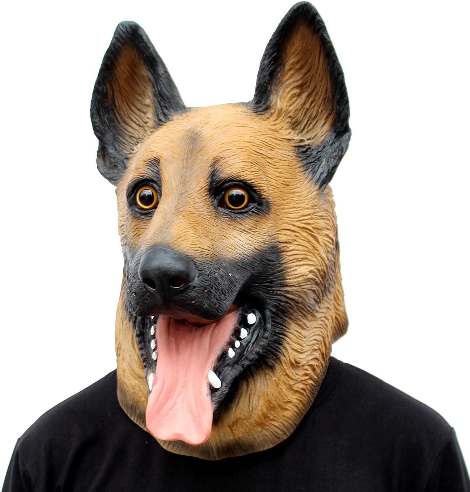 CreepyParty German Shepherd Dog Mask - Animal Halloween Costume for Parties, Cosplay, Photo Booth Props, And Pranks - Funny Gag Gift for Adults