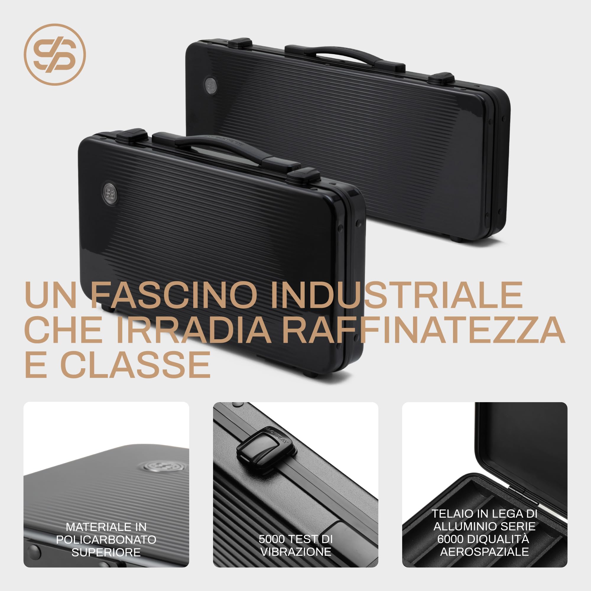 SLOWPLAY Set poker in ceramica Godel, fiches 12 g/43 mm, Texas Hold’em | 500 pezzi senza valore; valigetta premium in PC effetto specchio; fiches in composito ceramico; stile minimalista