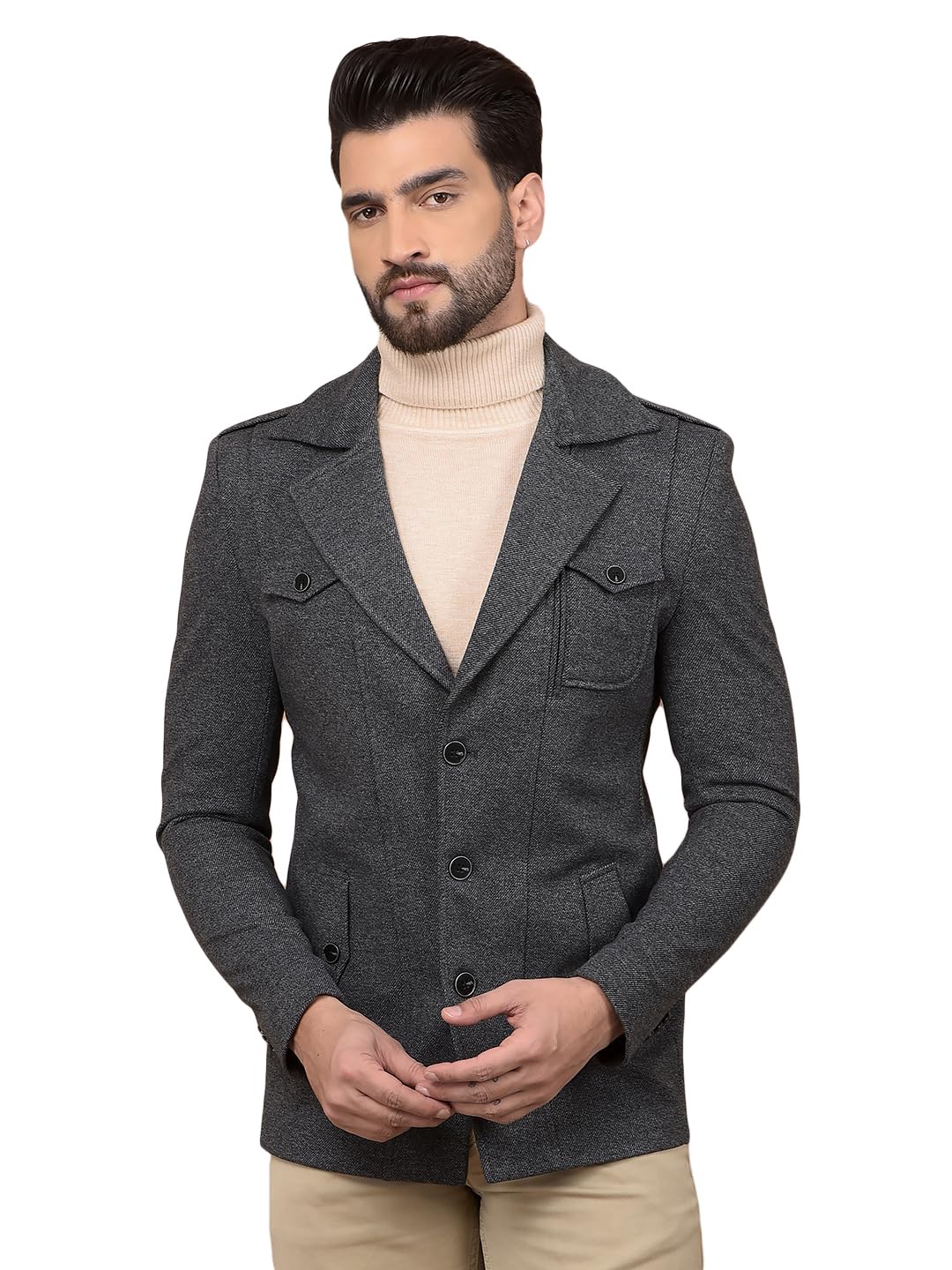crimsoune club Men's Grey Single Breasted Blazer-picture-14