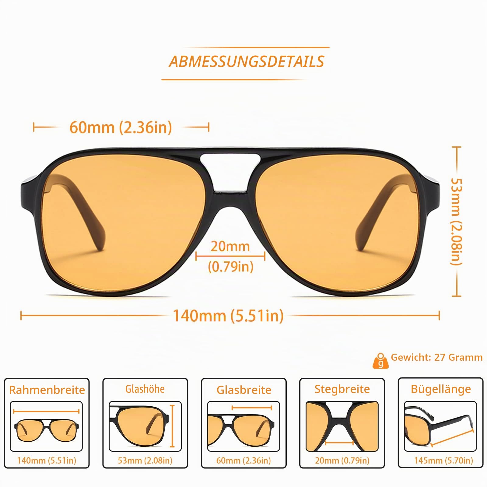 Freckles Mark Vintage Retro 70er Jahre Sonnenbrille für Damen Herren Klassisch Groß Quadrat Pilotenbrille Trendige Brille