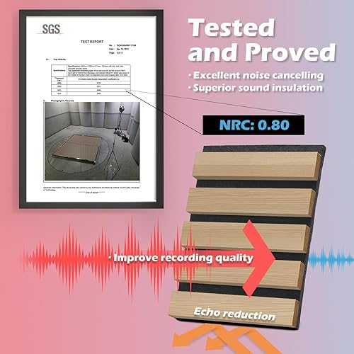 Miniatura 5 de Art3d Paquete de 2 paneles acústicos de madera de 94.5 x 24 pulgadas para pared, paneles de listones de madera insonorizados de 31 pies cuadrados,