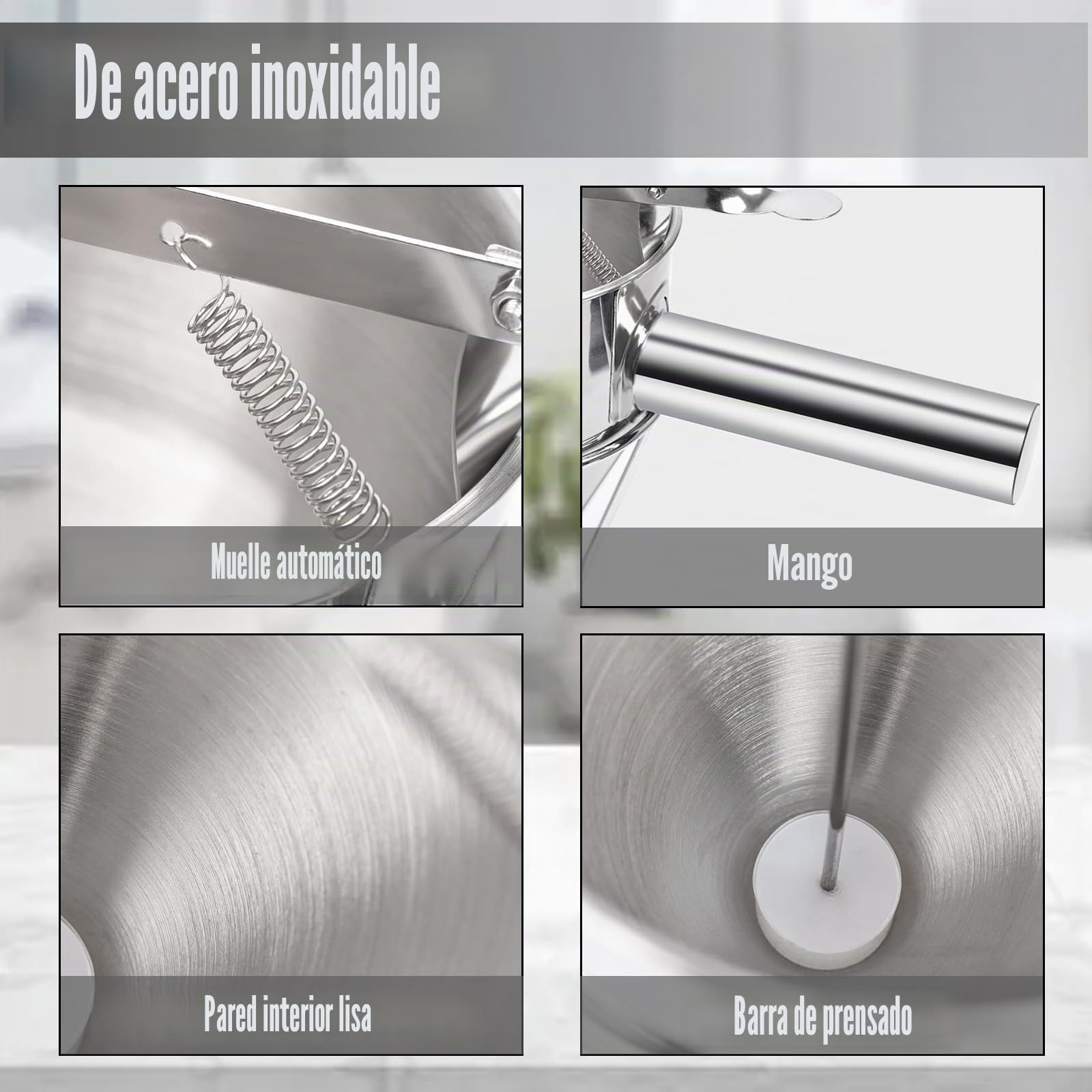 Acero Inoxidable Dispensador de Masa 1200ml, Dosificador de Masa para Panqueques, Embudo para Hornear de Acero Inoxidable, Soporte y 4 Boquillas Diferentes para Panqueques, Waffle, Cocina
