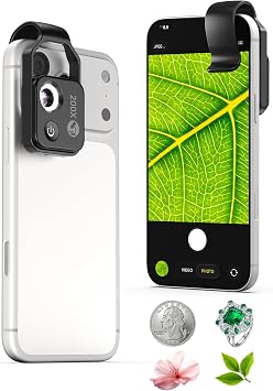 Phone Microscope 200X with LED Light & CPL Filter, Pocket Microscope Camera Attachment for iPhone & Android, No App Needed, STEM Science Gift for Kids, Coin, Jewelry, Plants, Small Objects Inspection