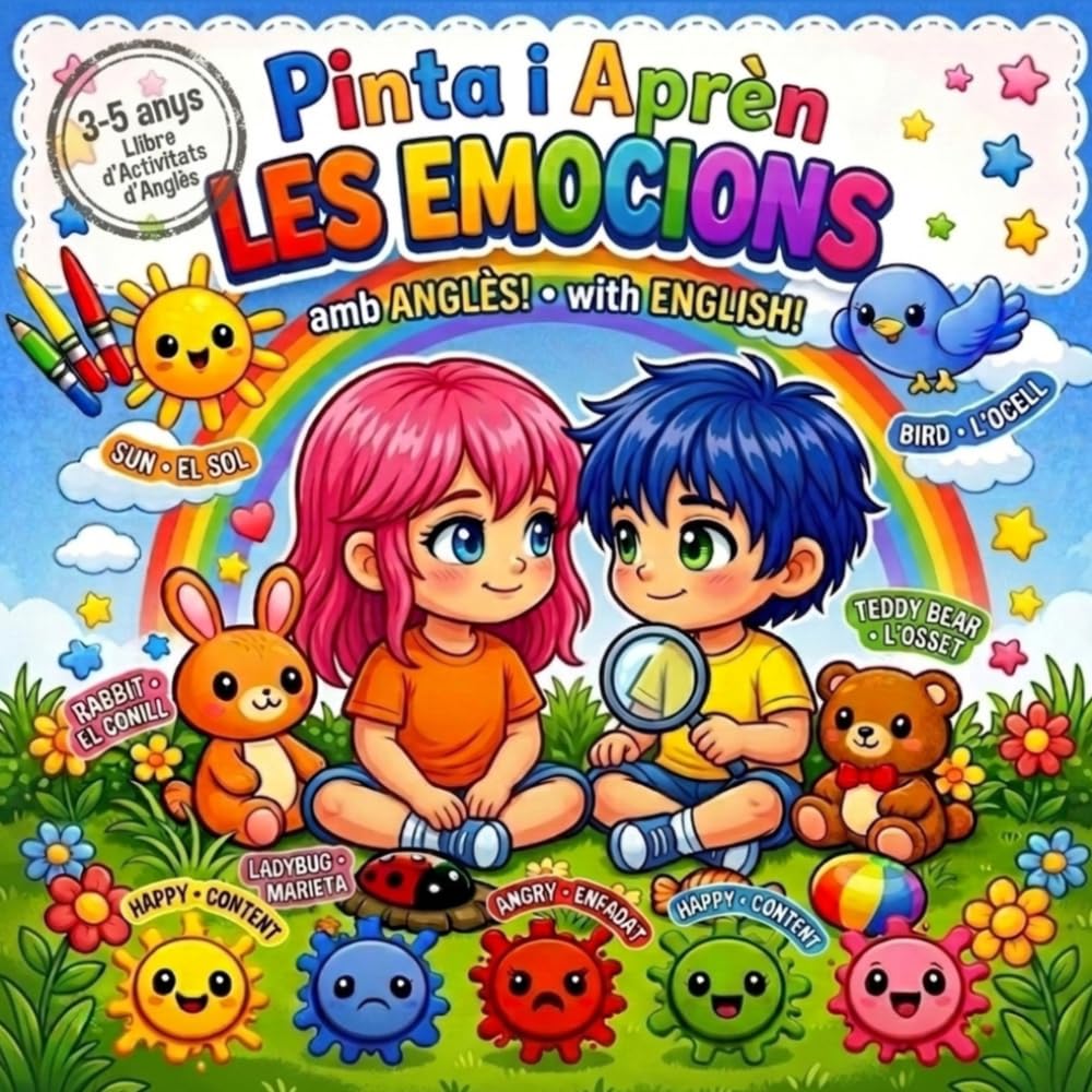Pinta i Aprèn Les Emocions Anglès Nens: Llibre d'activitats amb Anglès per a nens i nenes de 3 a 5 anys