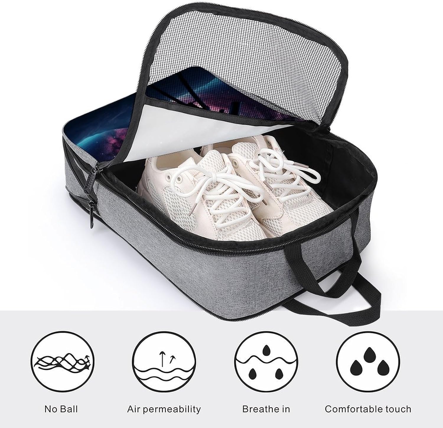 Space Galaxy with Telescope Shoe Bag for Travel with Zipper Closure Water-Resistant Shoe Pouch for Gym Odor-Resistant Soccer Cleats Bag for Sport Shoe Storage Organizer with Handle