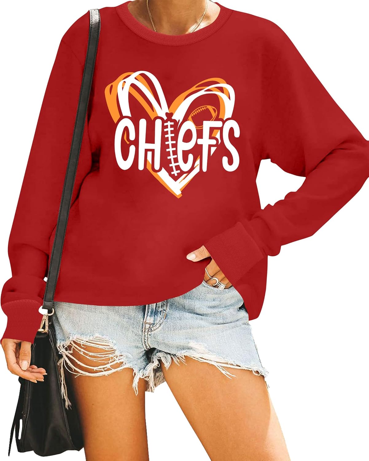 Game Day Sweatshirt Women Cute Football Graphic Pullover Shirt Football Season Long Sleeve Tops - Image 2