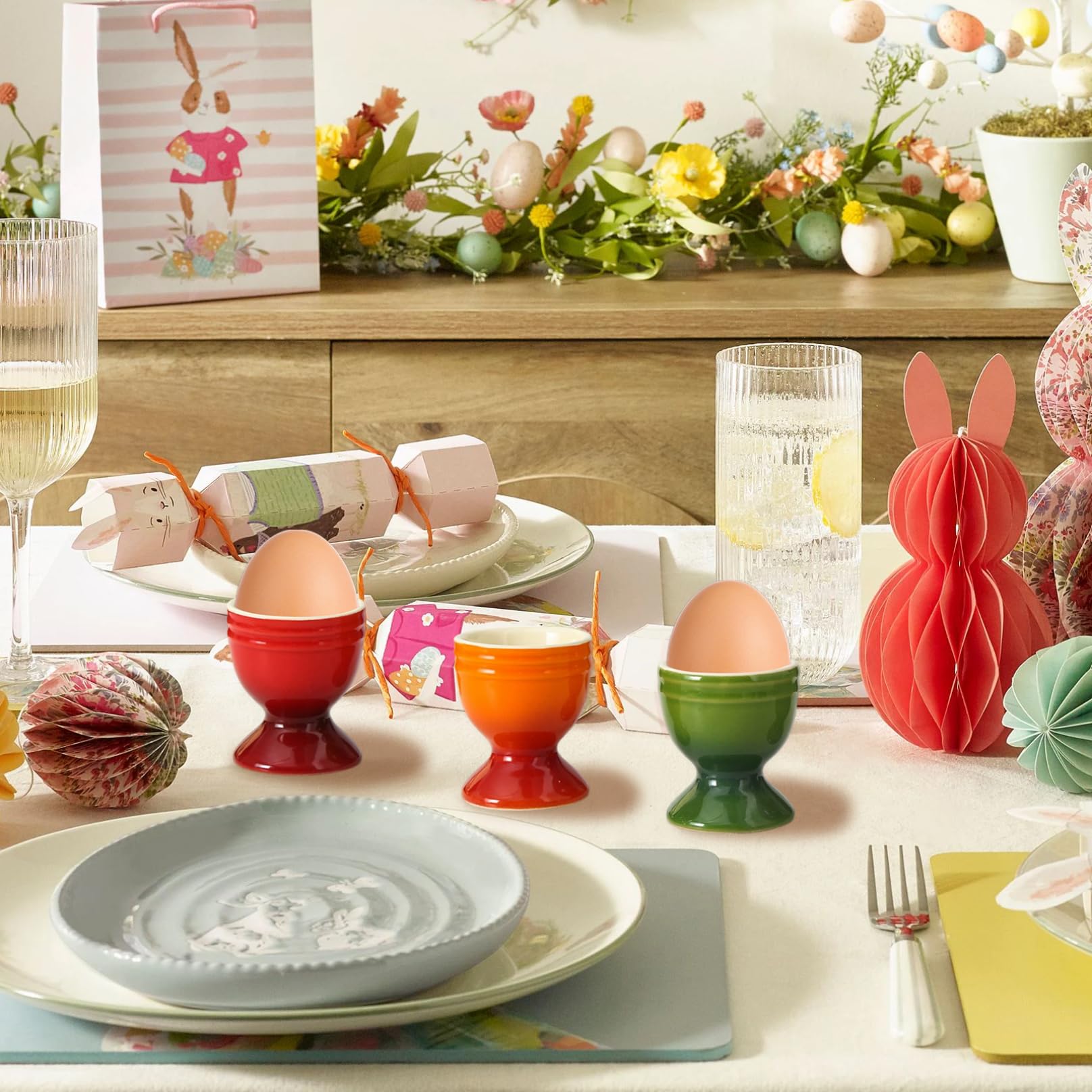 Lot de 6 coquetiers en céramique antidérapants pour œufs à la Coque, Organiseur de Rangement Pâques pour œufs à la Coque, Petit déjeuner, Brunch, fête 6, x 2 cm