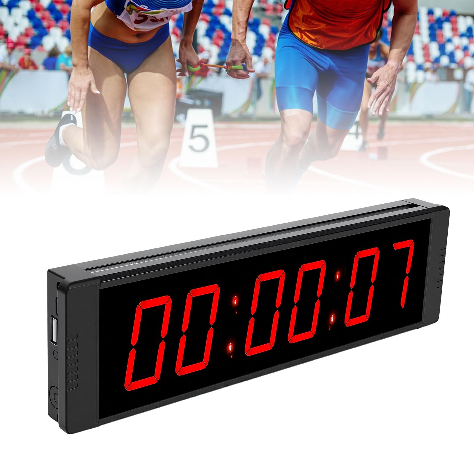 SEAFRONT Minuterie de Compte à Rebours à 6 Chiffres, Horloge Numérique avec Bouton Marche Arrêt, Affichage Rouge, for Cuisine Sport Salle de Classe Entraînement