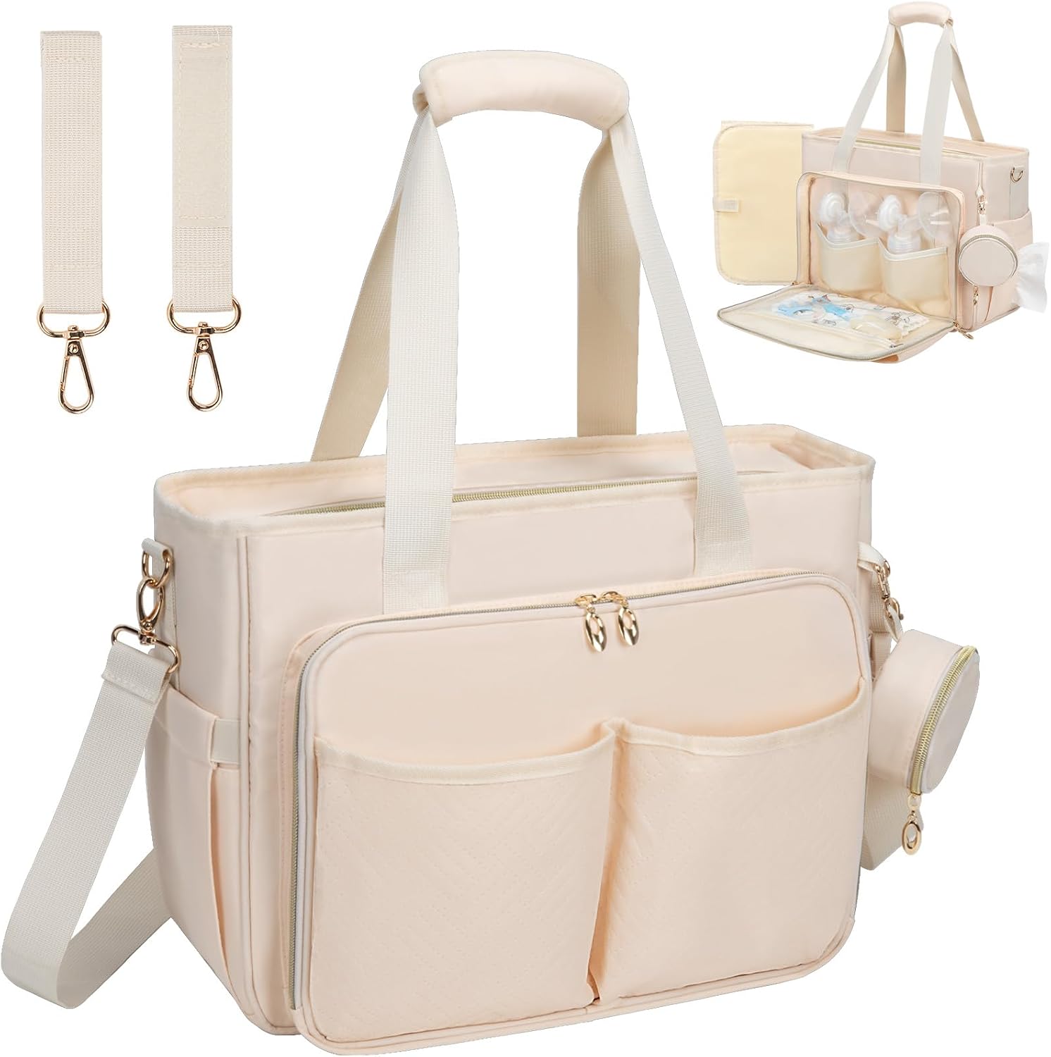 GDNasist Diaper Bag Tote, Large Capacity Travel Diaper Case, Baby Bag with Pacifier Case, Hospital Tote for Labor Delivery