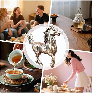 Horse Statue - Galloping Brass Vintage Collectibles - Mascot Horse Decor,for Home Living Room Bedside Bookshelf Shop School Offices Cafes Bookstores Display Festival