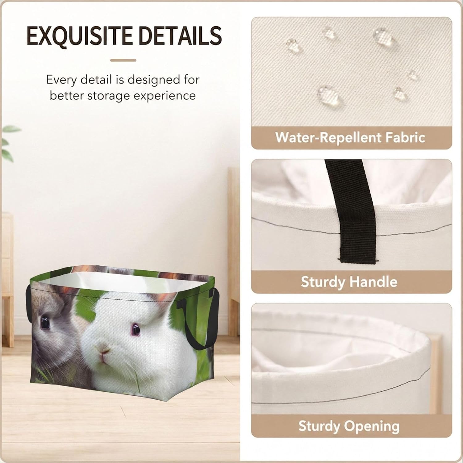 Collapsible Storage Basket for Shelves, Decorative Closet Bin with Handles image 4