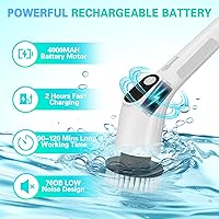 Vista 3 de LICHIFIT Limpiador eléctrico giratorio, cepillo de limpieza de ducha inalámbrico impermeable con cabezales de cepillo reemplazables y mango