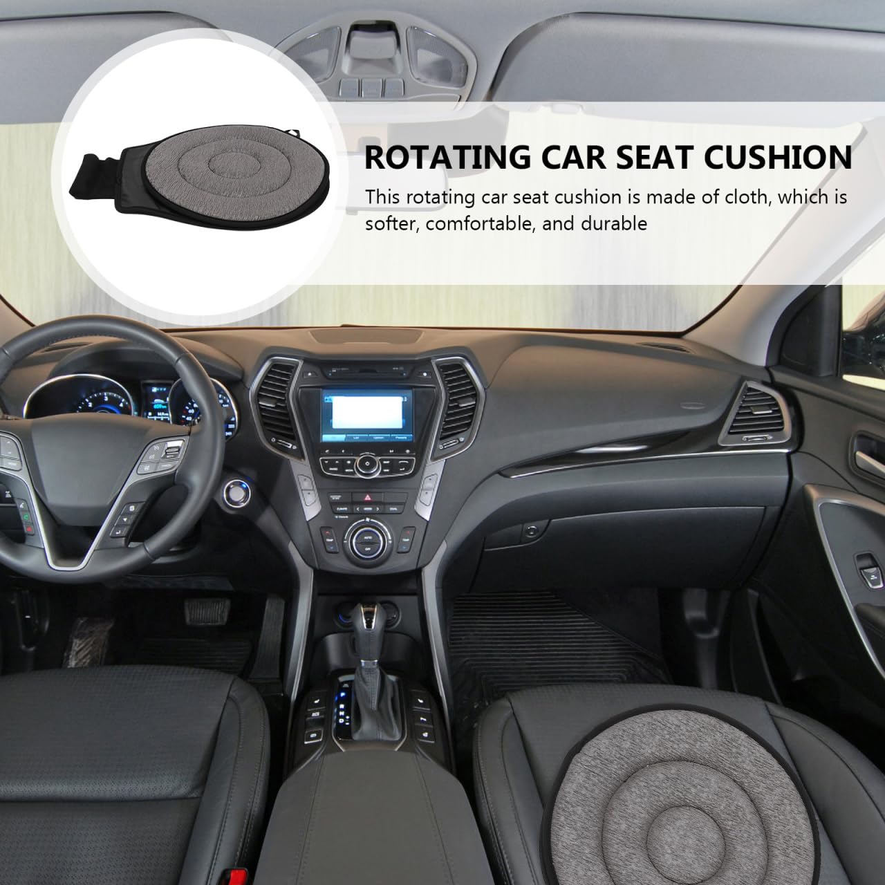 Cabilock Cuscino per seggiolino auto con rotazione a 360 gradi, multifunzione, cuscino girevole per il dolore, antiscivolo, design ergonomico, cuscino girevole per sedile auto, colore grigio