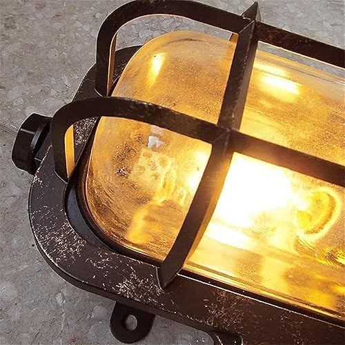 Miniatura 7 de E27 Lámpara de pared industrial retro ovalada aluminio mamparo luces pantalla de cristal aplique externo tradición victoriana linterna decoración