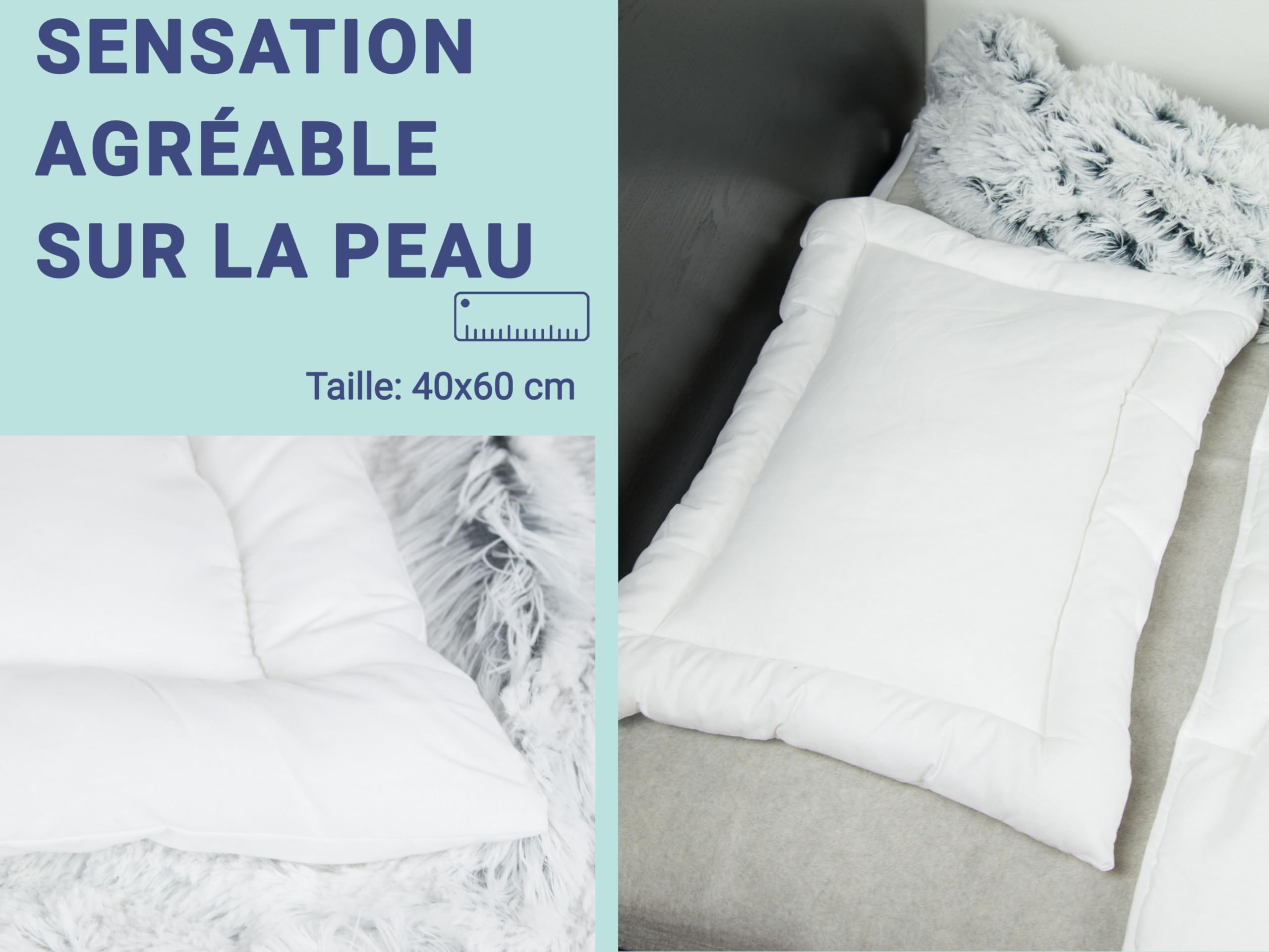 ZOLLNER Oreiller Plat pour Les Petits Enfants - Convient aux Personnes allergiques - Tissu mélangé - Lavable à 95°C - 40x60 cm - qualité hôtelière