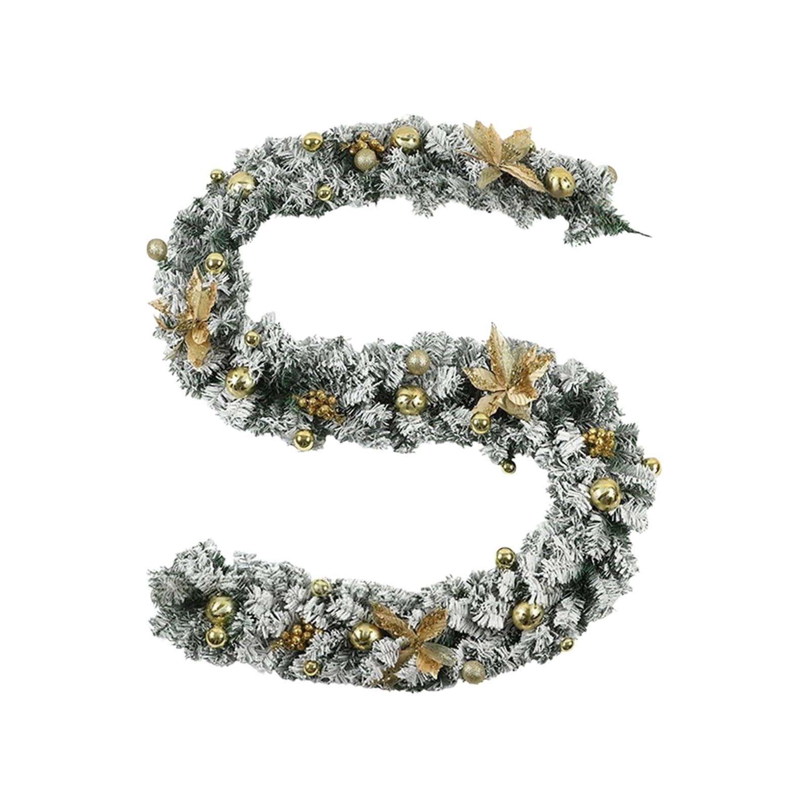 KAQNTUD Christmas Flocking Wreath with Realistic Snow Effect Pine Garlands with Red Berries PVC Seasonal Room Decoration Door Frame Flocking Wreath Decoration