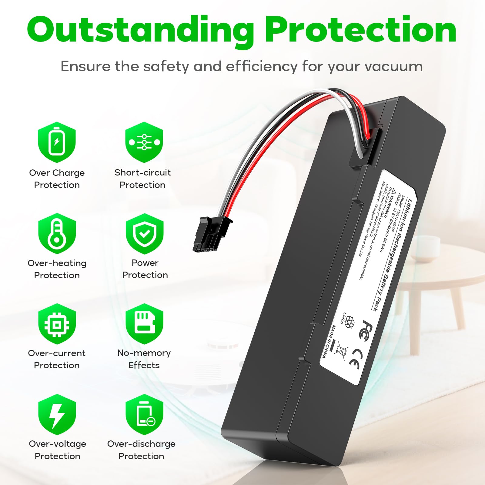 ASUNCELL Batteria agli ioni di litio da 6500mAh per Xiaomi Mop 2S / Mop Pro/Mop P Robot Aspirapolvere, Batteria di ricambio compatibile con Xiaomi Mijia STYTJ02YM / XMSTJQR2S Robot Aspirapolvere