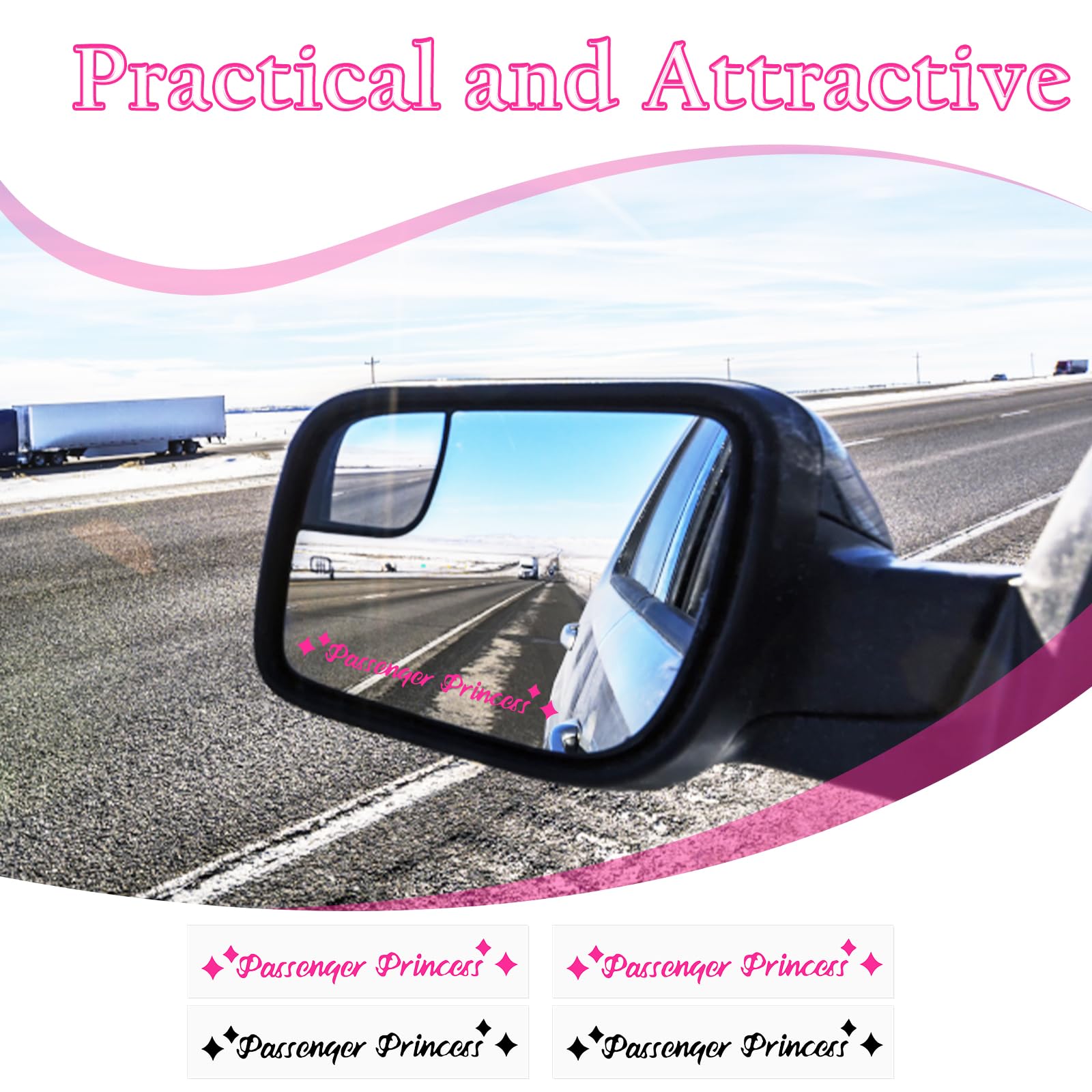 4 Adesivi Passenger Princess Per Auto - Decorazione Finestrini, Rosa E Nero, Impermeabili E Facili Da Applicare - Foto 2