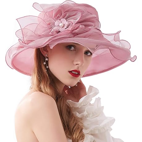 Women's Tea Party Dresses with Mesh & Lace Flowers Decorated Hat