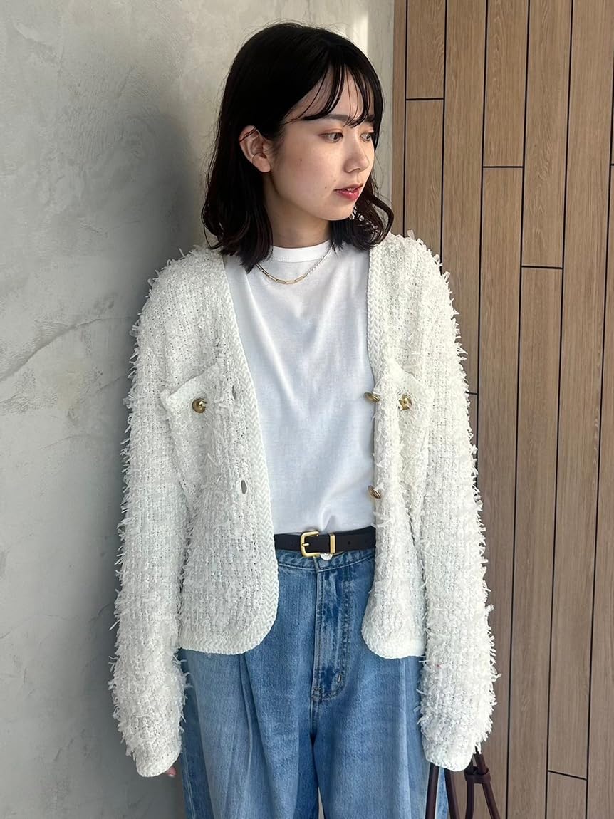 Amazon | [ミラオーウェン] ニットツイードショートジャケット