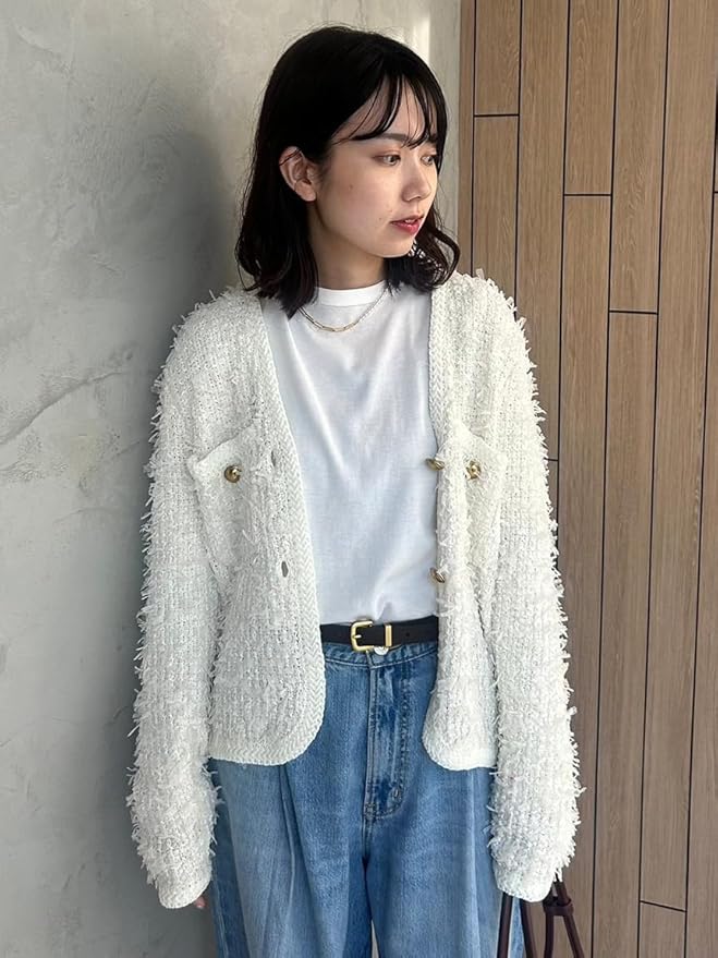 Amazon | [ミラオーウェン] ニットツイードショートジャケット