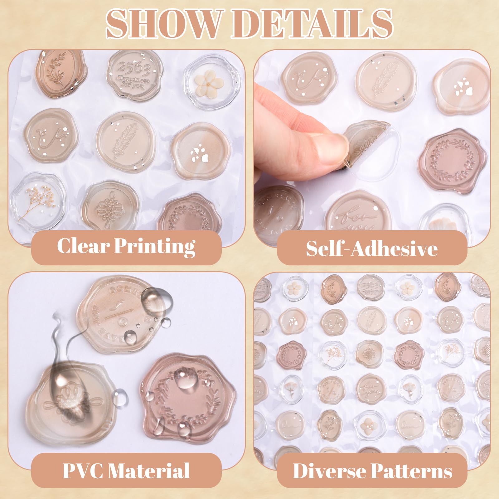 Cachet De Cire Autocollant, Sceau De Cire Mariage – Motif « Oui