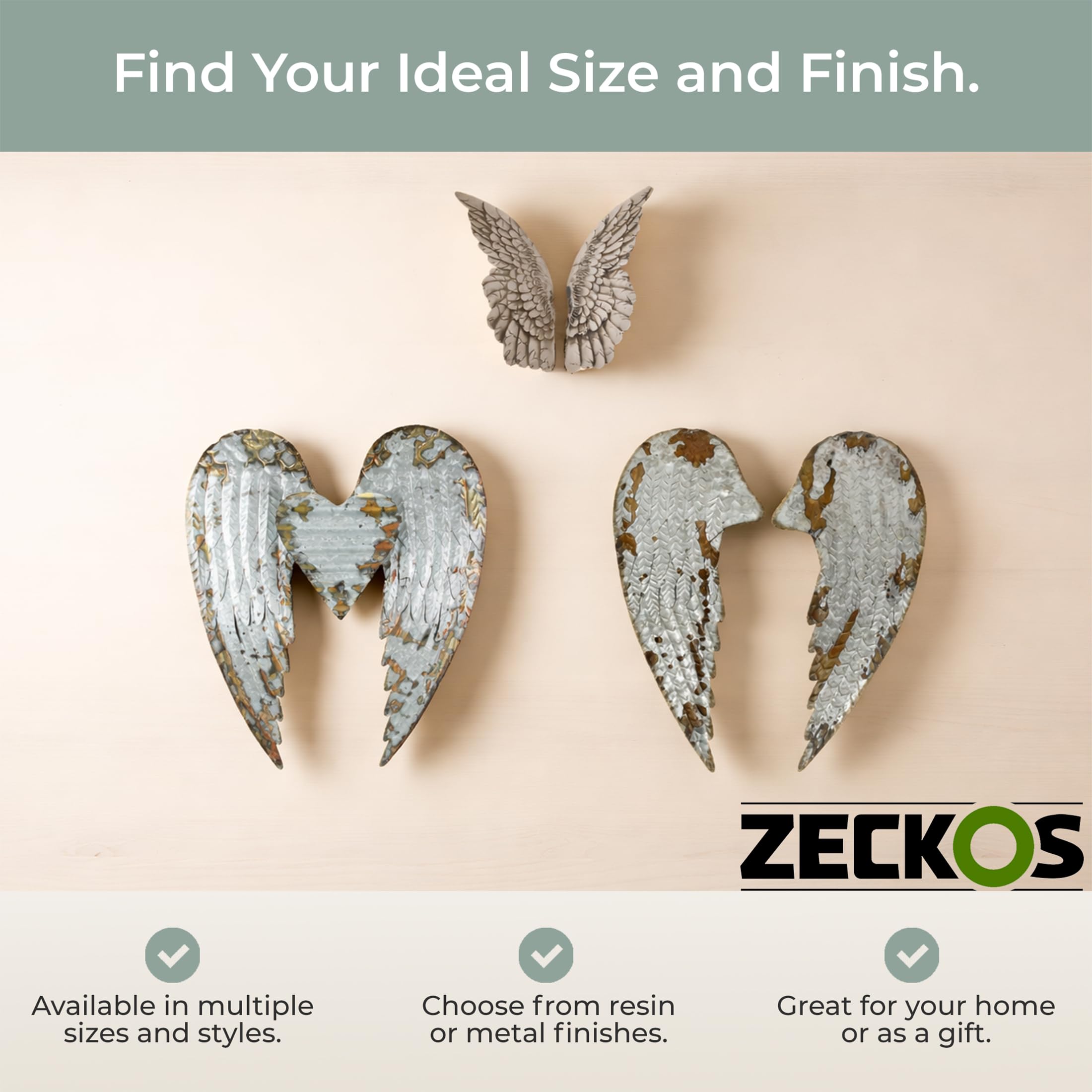 Amazon.com: Zeckos Set of 2 Distressed Antique White Angel Wing