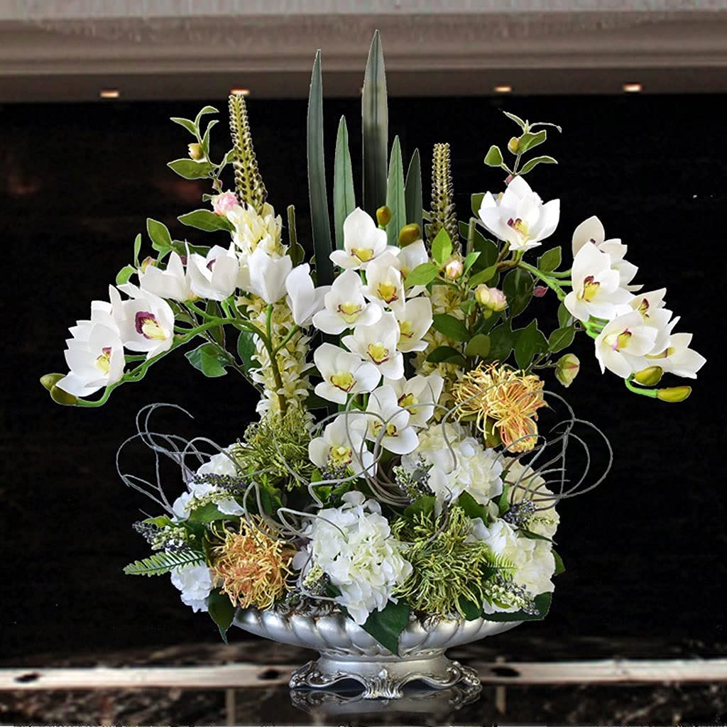 con jarrón Flores Artificiales Plantas Flor Falsa para la decoración del hogar Mesa de Oficina Interior Centros de Mesa Flores Falsas