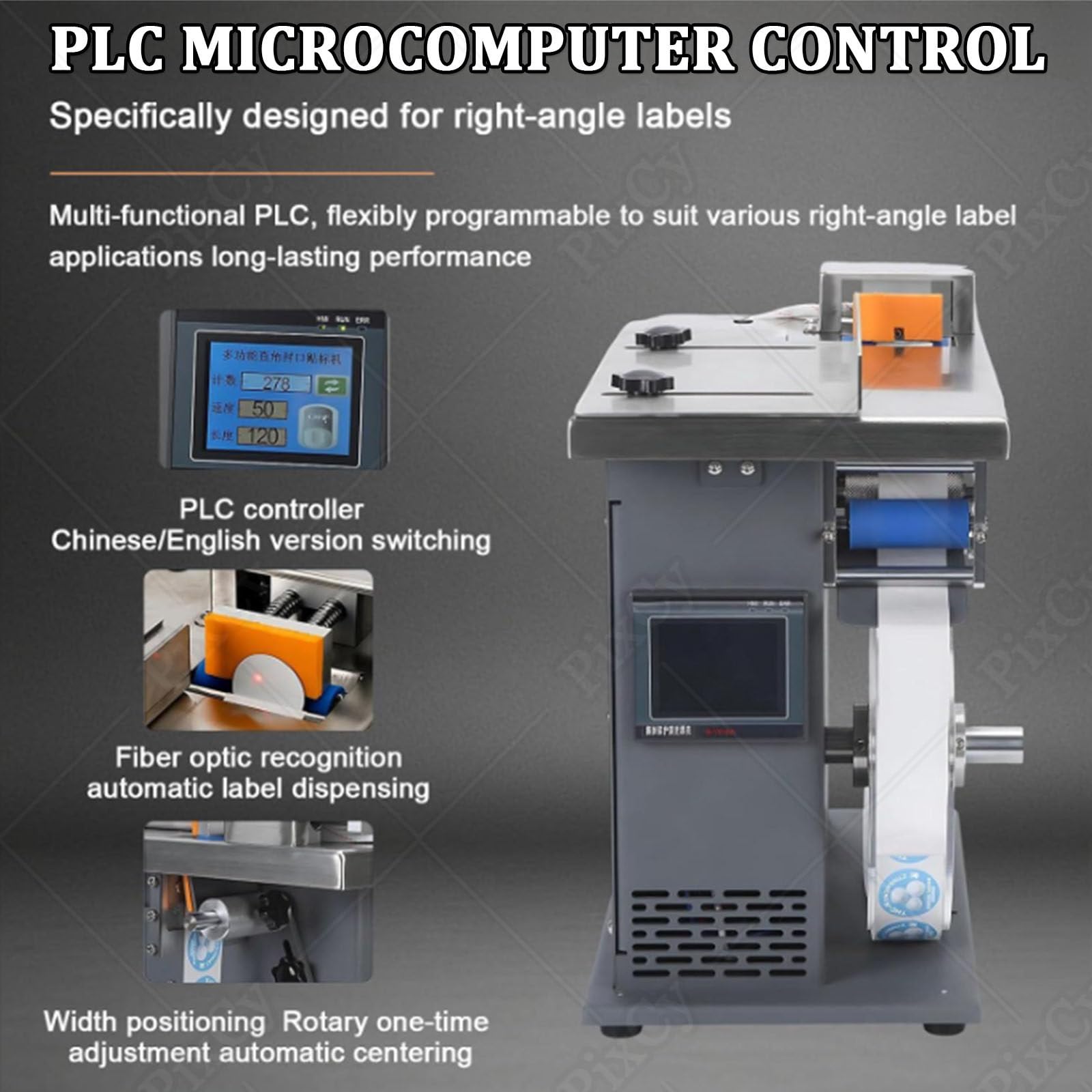 Etichettatrice angolare a 90 gradi, precisione ± 0,5 mm, semiautomatica, 15-30 etichette/min, touch screen, per scatole di imballaggio elettronico