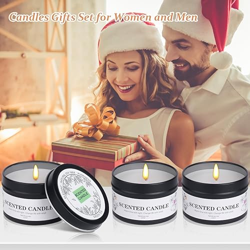 Miniatura 5 de Juego de 6 velas perfumadas de regalo para mujeres y hombres, paquete de 6 velas de aromaterapia para el hogar, vela de soja natural, cesta de