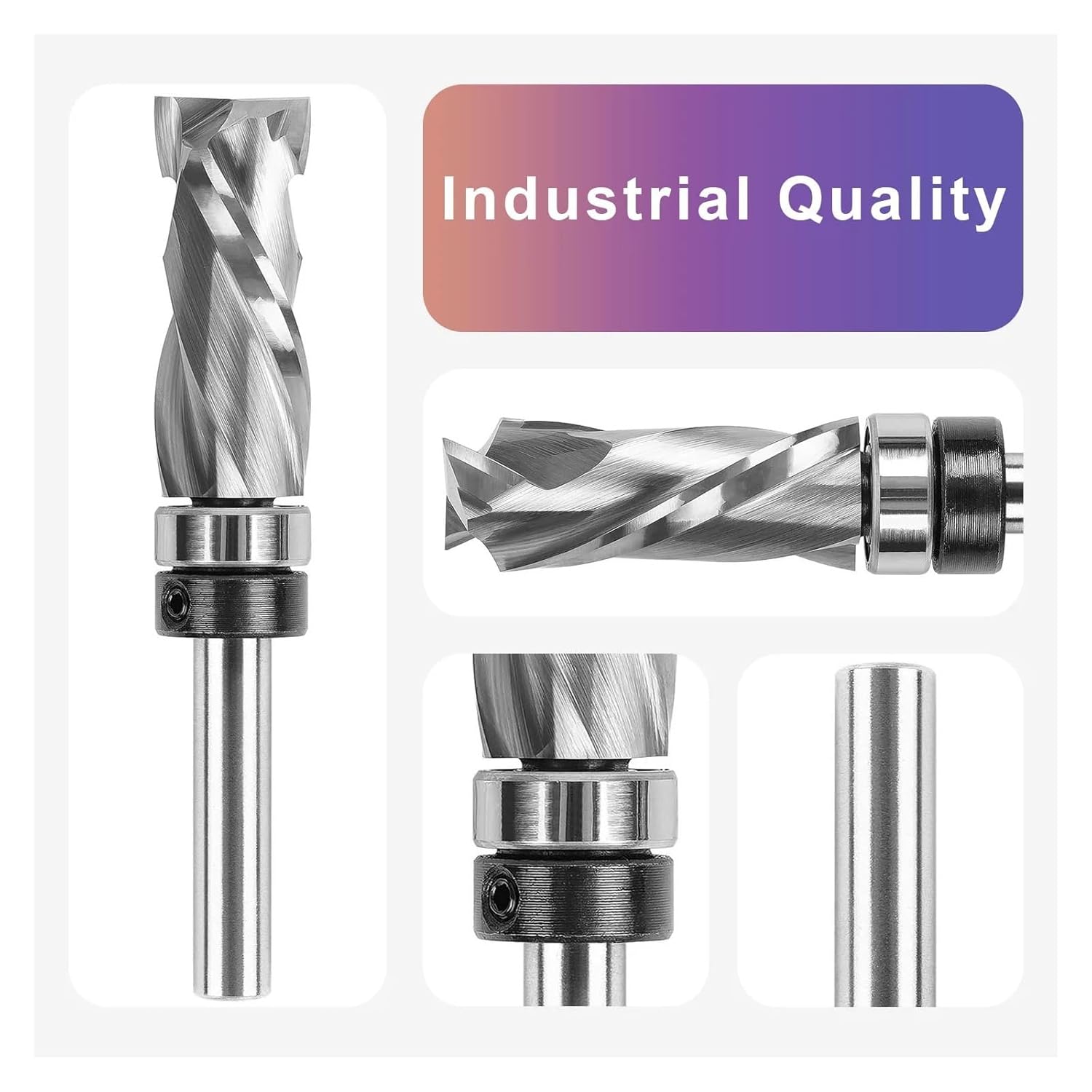 1pc Bearing Compression Spiral Flush Trim Router Bit, Solid Carbide Template Router Bit fo Pattern Work Woodworking Tool(WTBBUD2F-D1-2-H1-4)