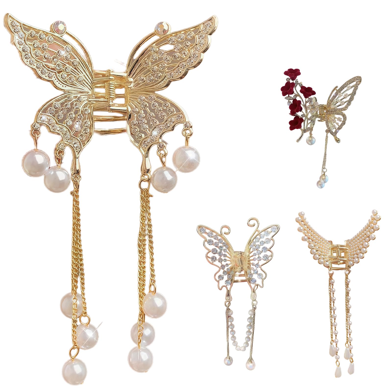 Maxtonser Durability Butterfly Shaped Hairpins Clips With Decorative Accents NonSlip Grip Secure Hold Hairpins For Long Hairs