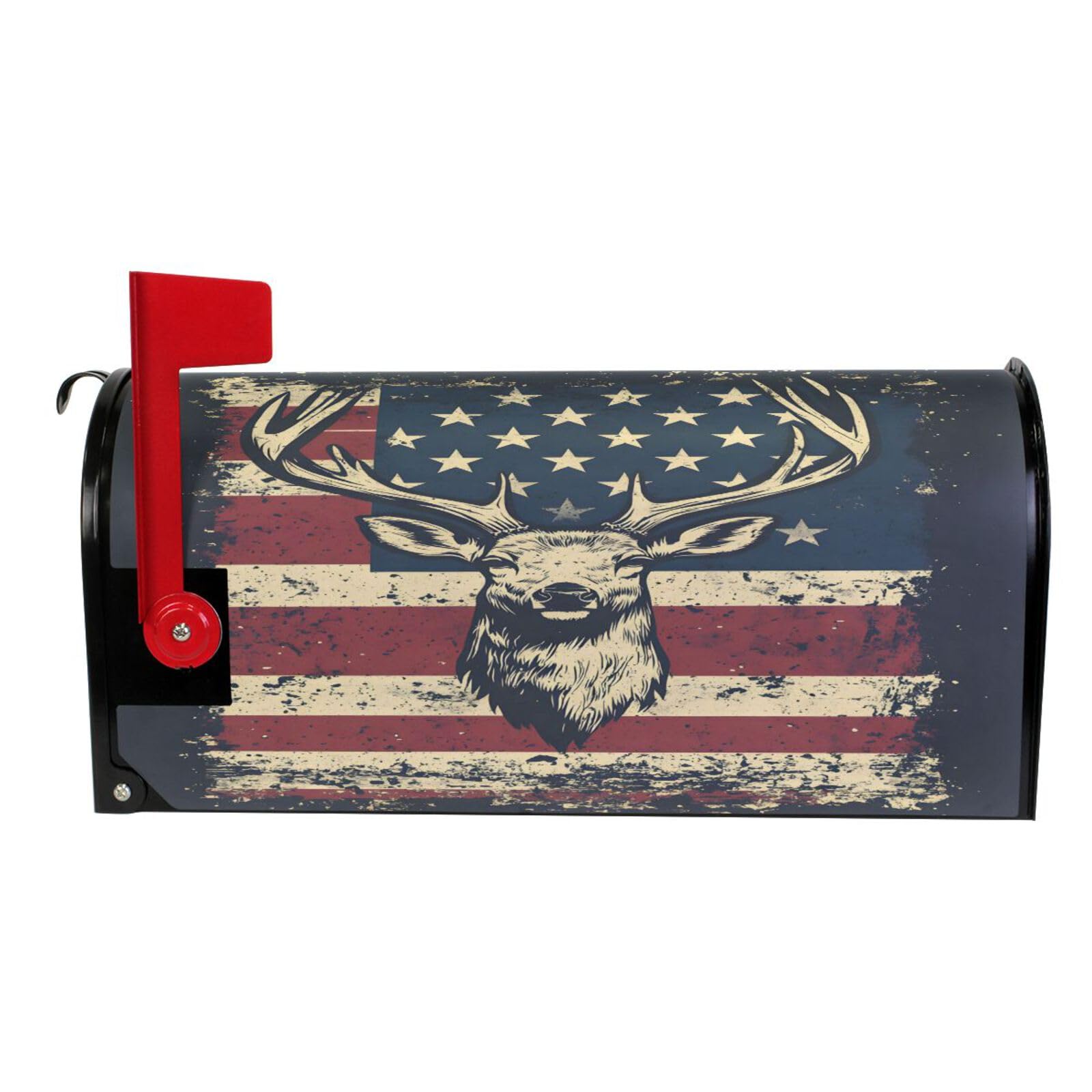 ALAZA Deer and American Flag Magnetic Mailbox Cover MailWraps Garden Yard Home Decor for Outside Standard Size18 x 20.8