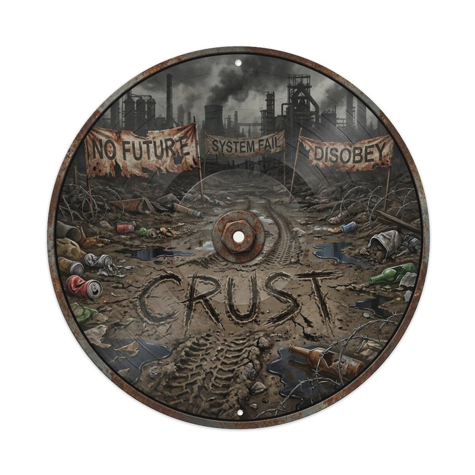 Crust Mud Punk Vinyl Records Music Cover Metal Tin Sign