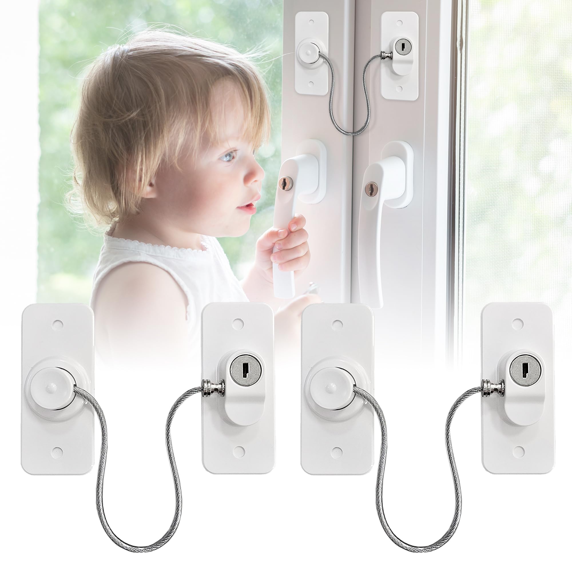 Moonybaby 2 Stück kühlschrank schloss(Schmalen Rechteck-Optionen), fenster sicherungen kinder, Hochwertiger rostfreier Stahl, Hervorragende Haltbarkeit, fenster und kühlschrank kindersicherung, Weiß