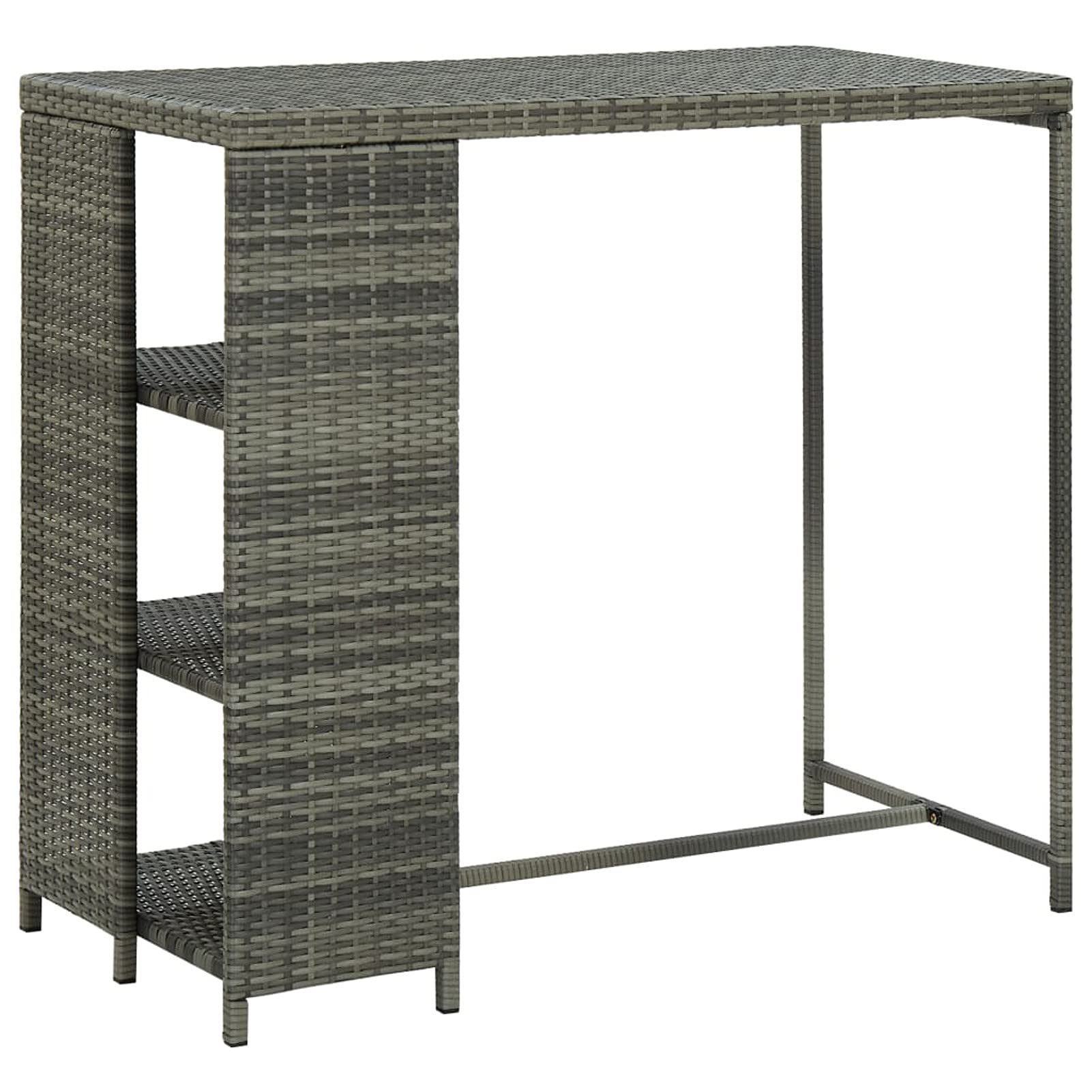 LechnicalBar Table with Storage Rack Grey 120x60x110 cm Poly Rattan,Bar Table,Kitchen Bar Table,Dining Table,Home Bar Furniture WP
