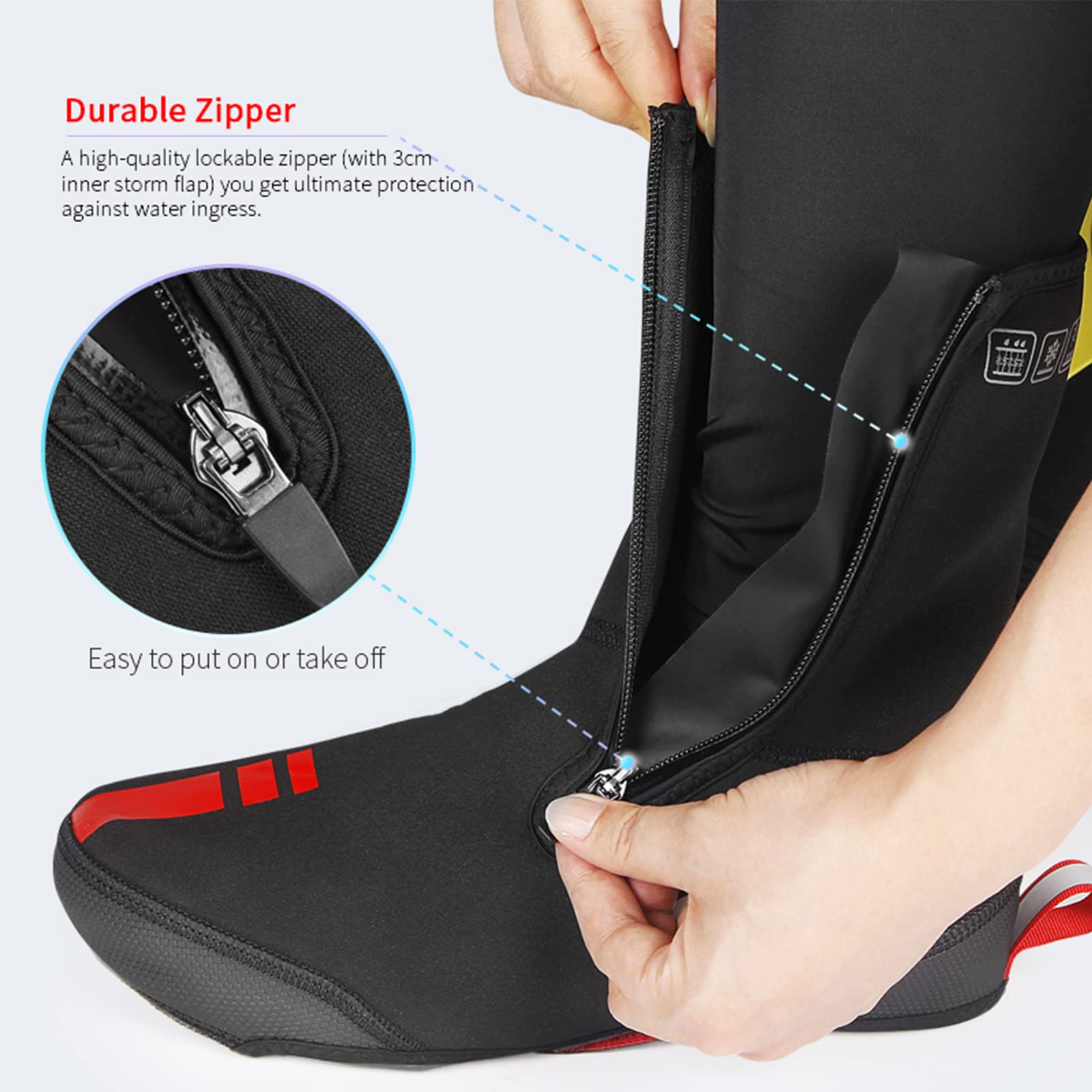Couvre-Bottes de Cyclisme Couvre-Chaussures VTT Hiver Chaud Thermique Couvre-Chaussures Imperméable Coupe-Vent Épaissie Chaussons de Vélo pour L'équitation en Plein Air