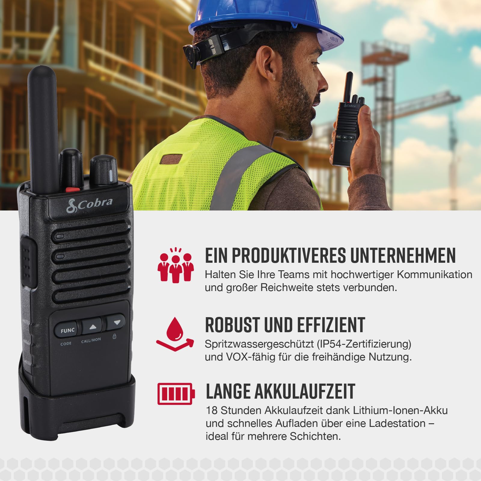 COBRA PX650 PMR446 RADIO TWIN PACK