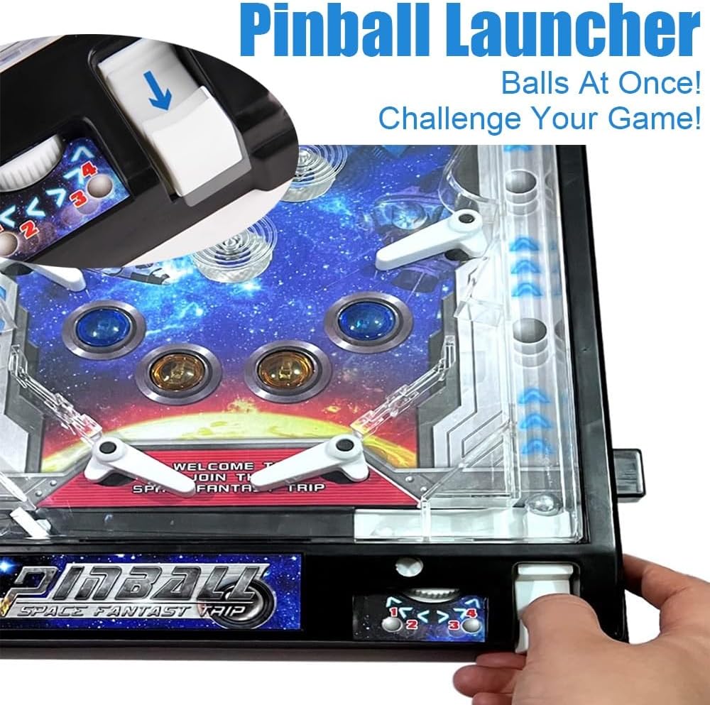 Electronic Tabletop Pinball Game Classic Pinball Toy with Lights Sounds and Scorer Retro Pinballs Machine Desktop Pinballs Game for Family Kids