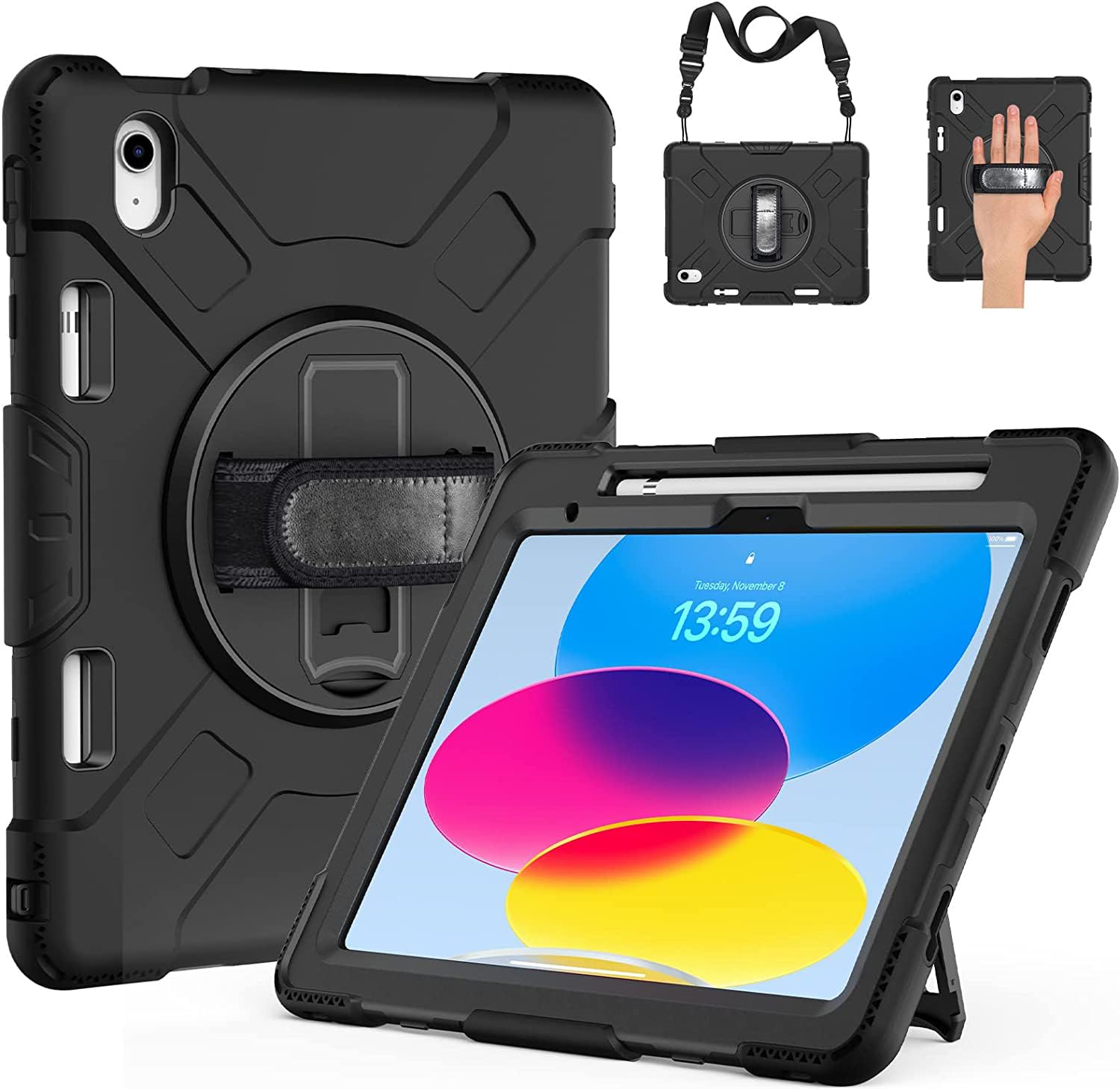 ProElite Rugged 3 Layer Armor case Cover for Apple iPad 10th Generation 2022 with Pencil Holder, with Hand Grip, and Rotating Kickstand, Black (B0BXHFKHKV) Amazon Price History, Amazon Price Tracker