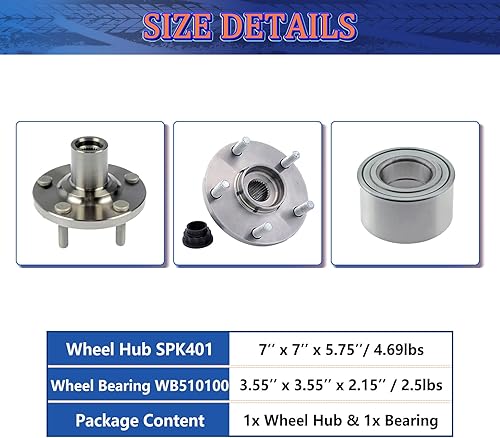 Miniatura 2 de Maxfavor Juego de 2 piezas de buje de rueda delantera y cojinete y kit de sellado para Toyota Highlander SportLimitedBaseHybrid 2.7L 3.3L 3.5 AWD