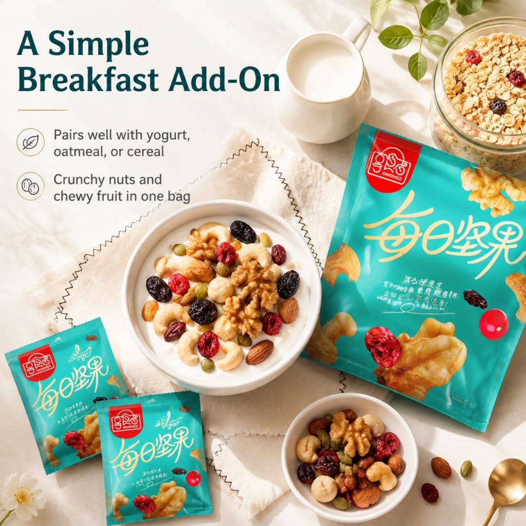 Paquetes Diarios De Refrigerios Nueces Mixtas Y Frutas Secas, 25 G X 50 Bolsas, Ligeramente Tostados, Sin OGM, Azúcar Agregada, Energéticos Saludables For Llevar