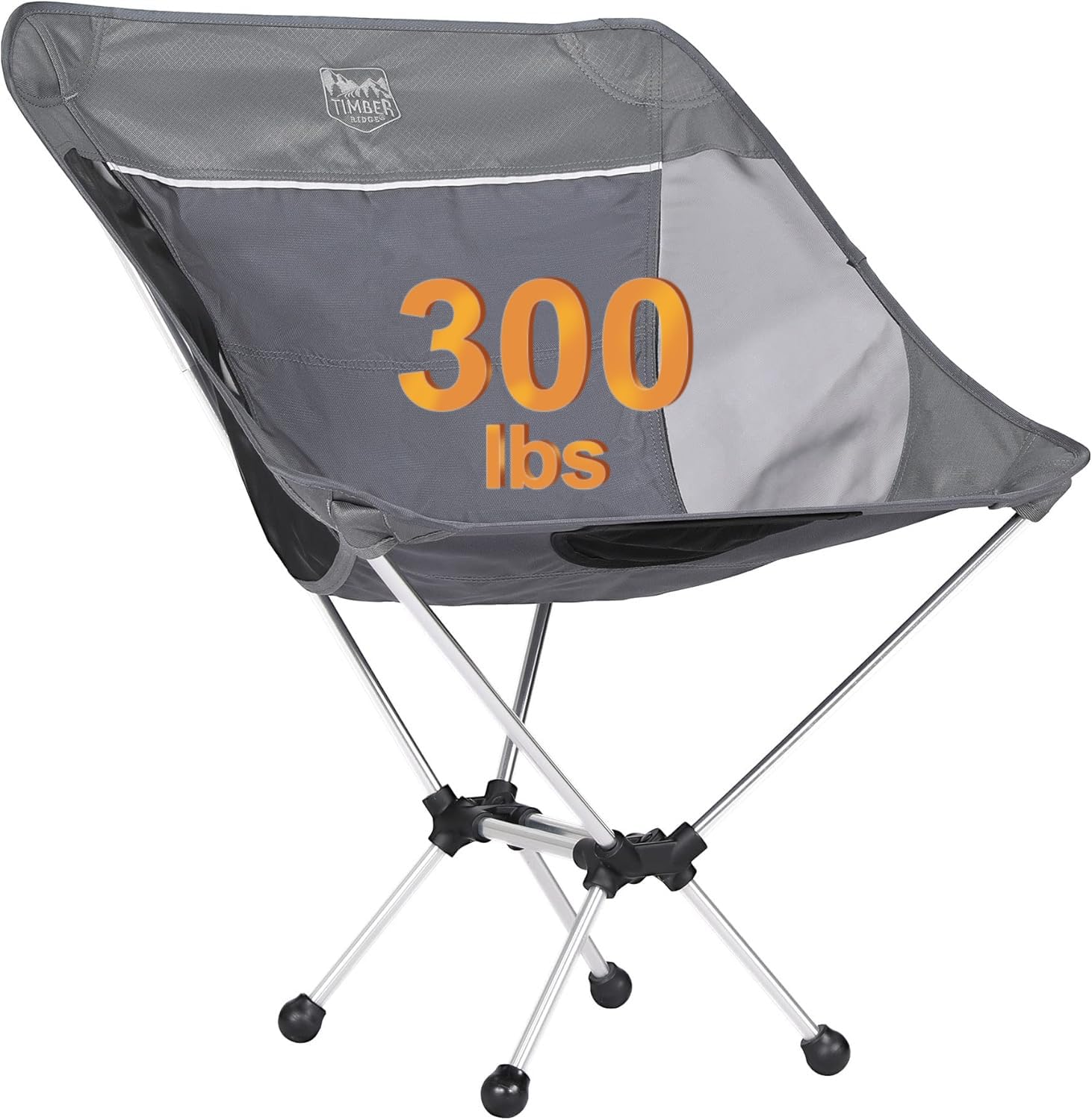 Timber Ridge Lightweight Highback Compact Folding Chair - Portable Comfort for Day Hikes, Beach Trips, & Camping, 300 lbs Support