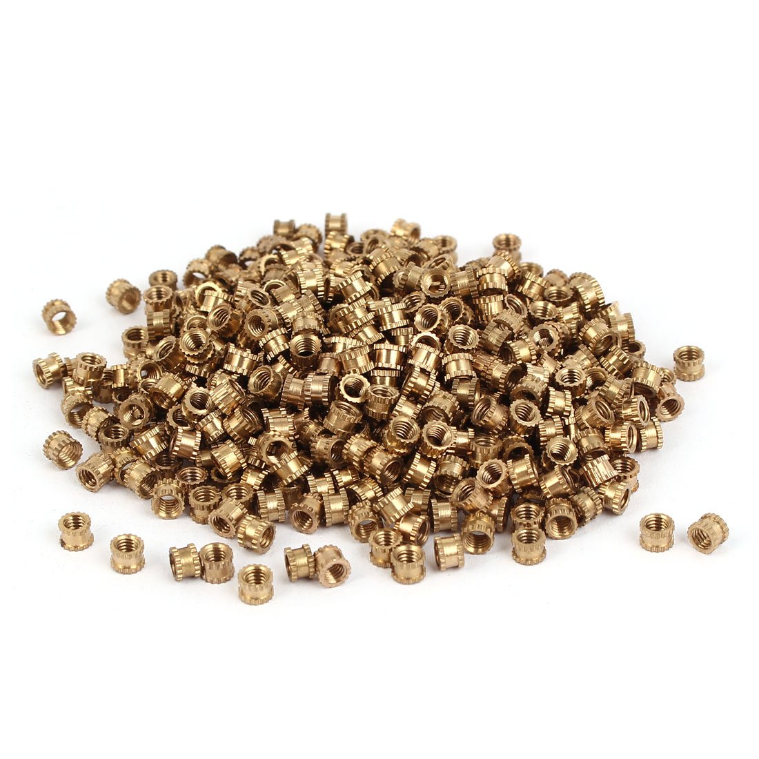Uxcell Brass Tone Sourcing Map A16041800ux0826 M3 X 3Mm X 4.3Mm Brass Injection Moulding Knurled Threaded Insert Nuts 500Pcs, Tone