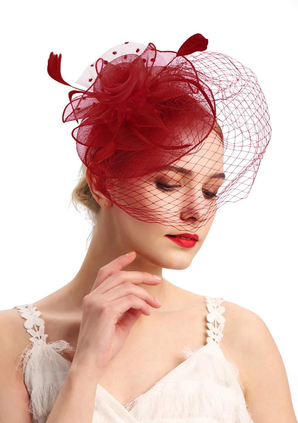 CizoeFascinators Hats 20s 50s Hat Pillbox Hat Cocktail Tea Party Headwear with Veil for Girls and Women