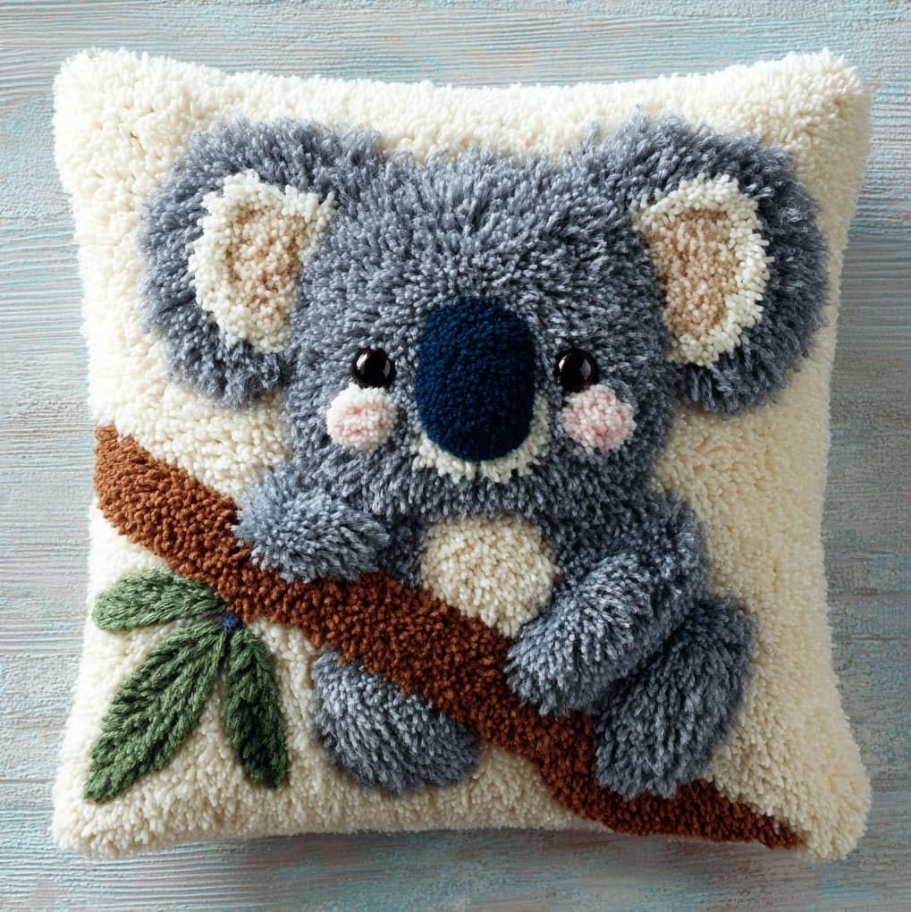WallustrioaW Latch Hook Pillow Kits Pillow Cover,Koala Animals