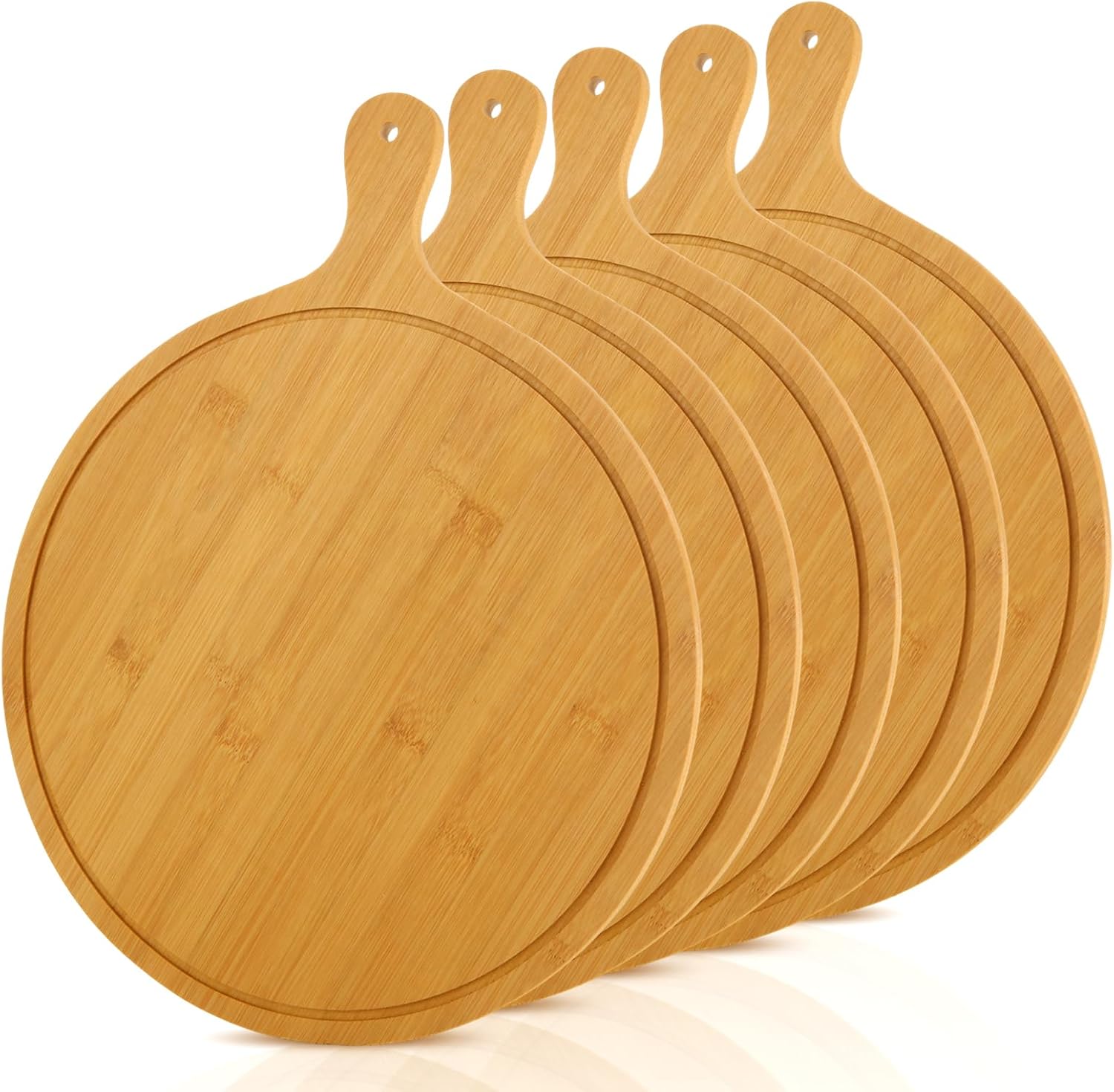 Amazon.com: 5Pcs Round Wood Cutting Board with Handle 11"Wooden Serving ...
