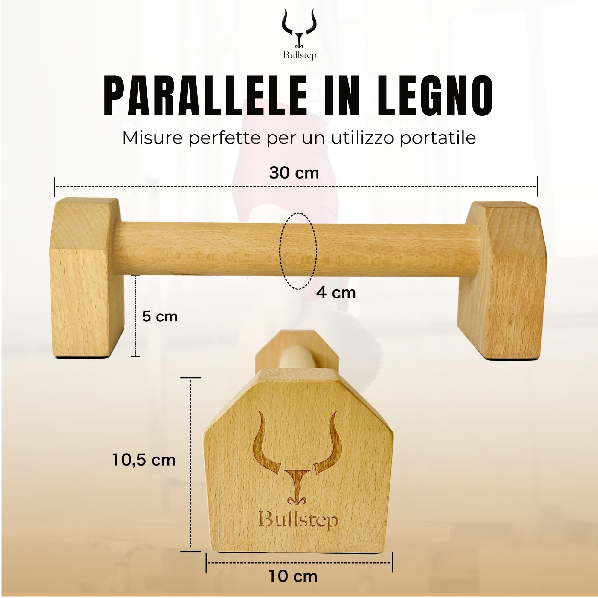 Parallele Basse Calisthenics in Legno di Faggio | Maniglie Push Up Bar | Barre Parallele da Palestra | Maniglie per flessioni a terra | Parallette Supporti Ginnastica Artistica Fitness